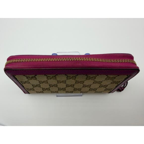 GUCCI GG Supreme Canvas Zip-Around Women's Wallet โ Pink Leather Trim | COA - Picture 3 of 15
